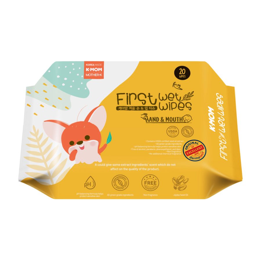 Mother-K K-Mom First Wet Wipes Hand & Mouth Tisu Basah 1pcs