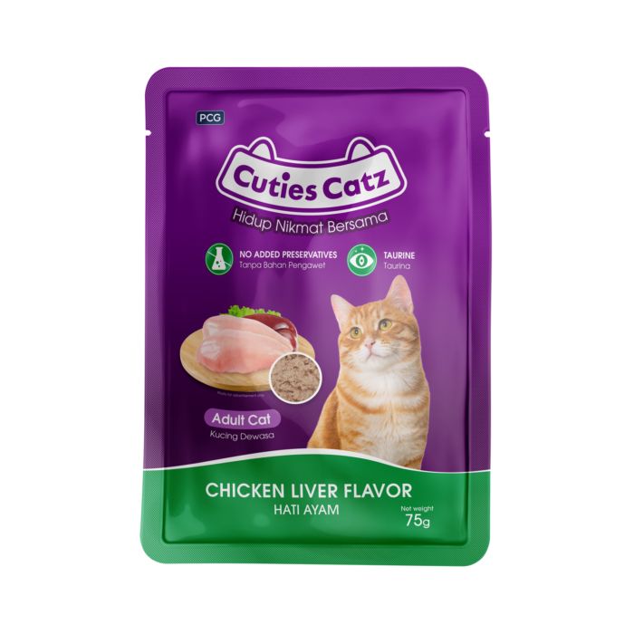 Cuties Catz Chicken & Liver Adult Makanan Kucing Basah Pouch