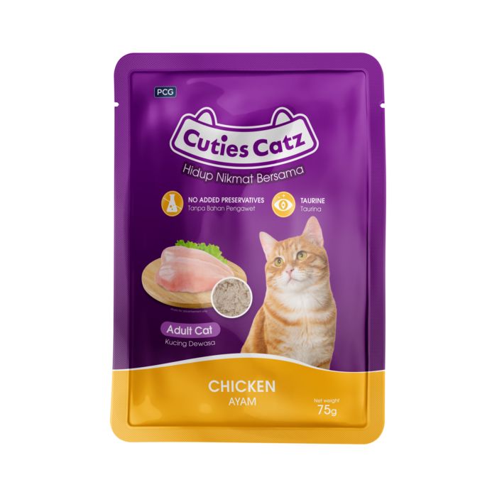 Cuties Catz Chicken Adult Makanan Kucing Basah Pouch