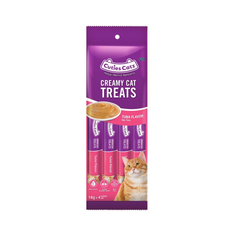 Cuties Catz Creamy Treats Tuna Snack Kucing 4sachets