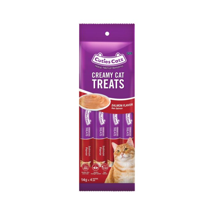 Cuties Catz Creamy Treats Salmon Snack Kucing