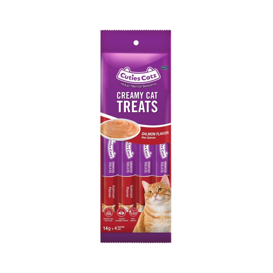 Cuties Catz Creamy Treats Salmon Snack Kucing 4sachets