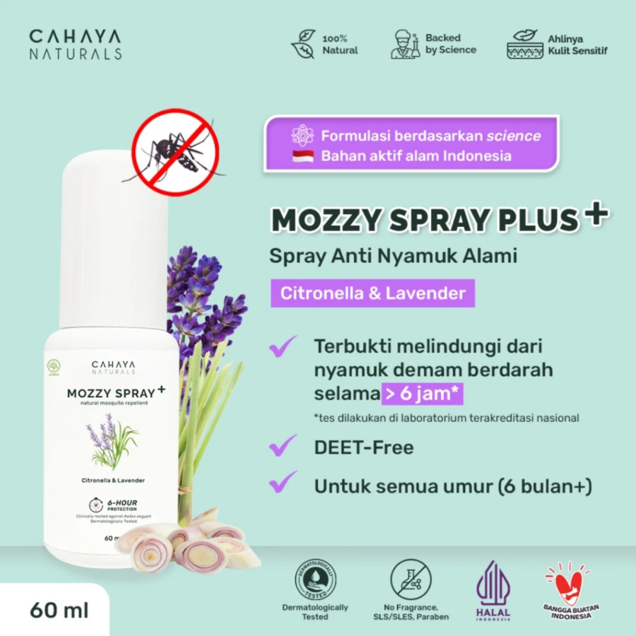 Cahaya Naturals Mozzy Spray+ Natural Mosquito Repellent 60ml