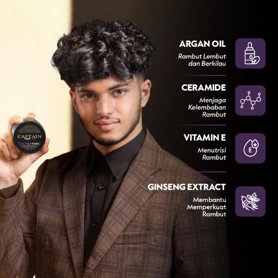 Captain Men's Care Curly Cream Pomade Travel Size 30gram