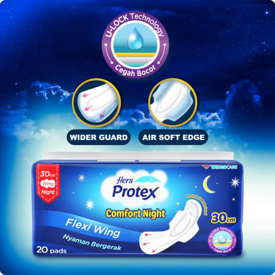 Hers Protex Comfort Night Flexi Wing 30 cm Pembalut Kewanitaan 20pads