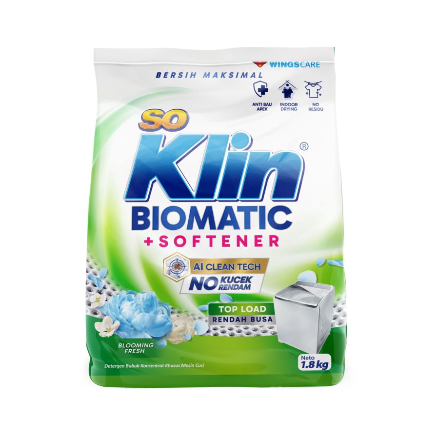 SoKlin Bio Matic Plus Softener Top Load Deterjen Bubuk 1800gram