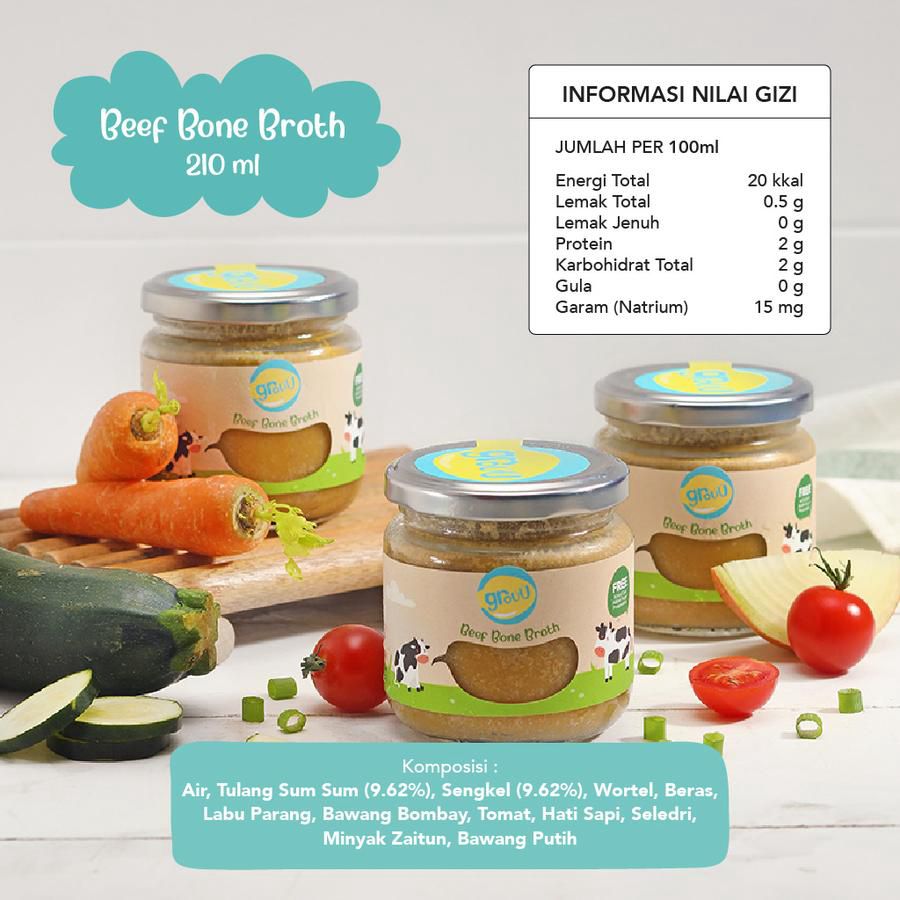 Grouu Bone Broth Beef MPASI Refill 210ml