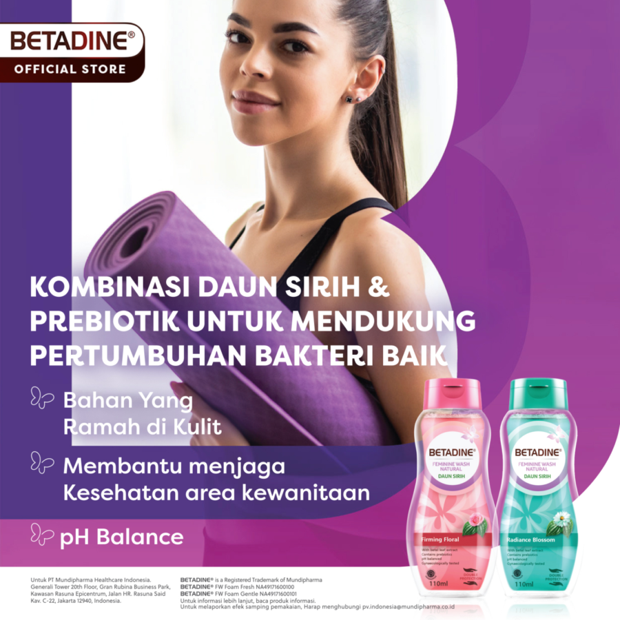 Betadine Feminine Wash Natural Daun Sirih Firming Floral Botol 110ml