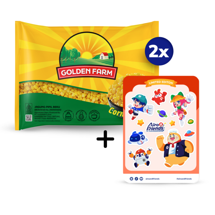 [Bundle] 2 Golden Farm Kernel Corn 500gram + 1 Merchandise Astro Club - Sticker Sheet Airo & Friends - Vacation