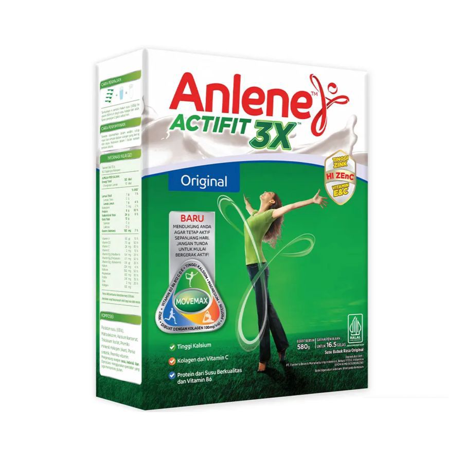 [Bundle 3] Anlene Actifit 3X Original Susu Bubuk Dewasa 580 gram