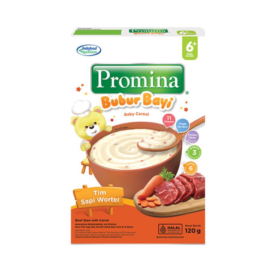 [Bundle 3] Promina Bubur Bayi 6+ Tim Sapi Wortel Box 120 gram