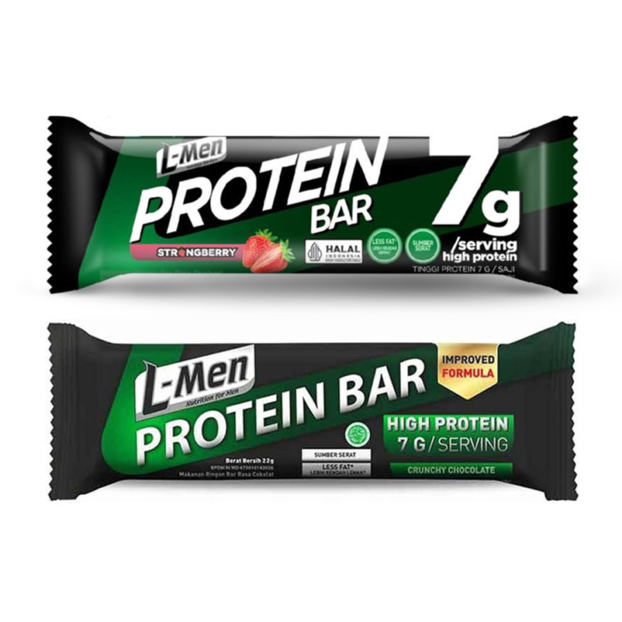 [Bundle] L-Men Protein Bar Strongberry 1sch 7g +  L-Men Protein Bar Chocolate 22 gram