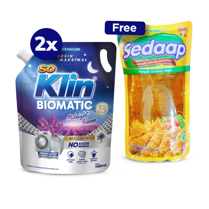 Buy 2 SoKlin Biomatic Liquid Midnight 1450 ml Free 1 Pcs Minyak Sedaap 1 Liter