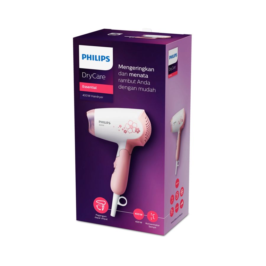 Philips Essential Drycare Hairdryer Pink 400W HP8108/02 1pcs
