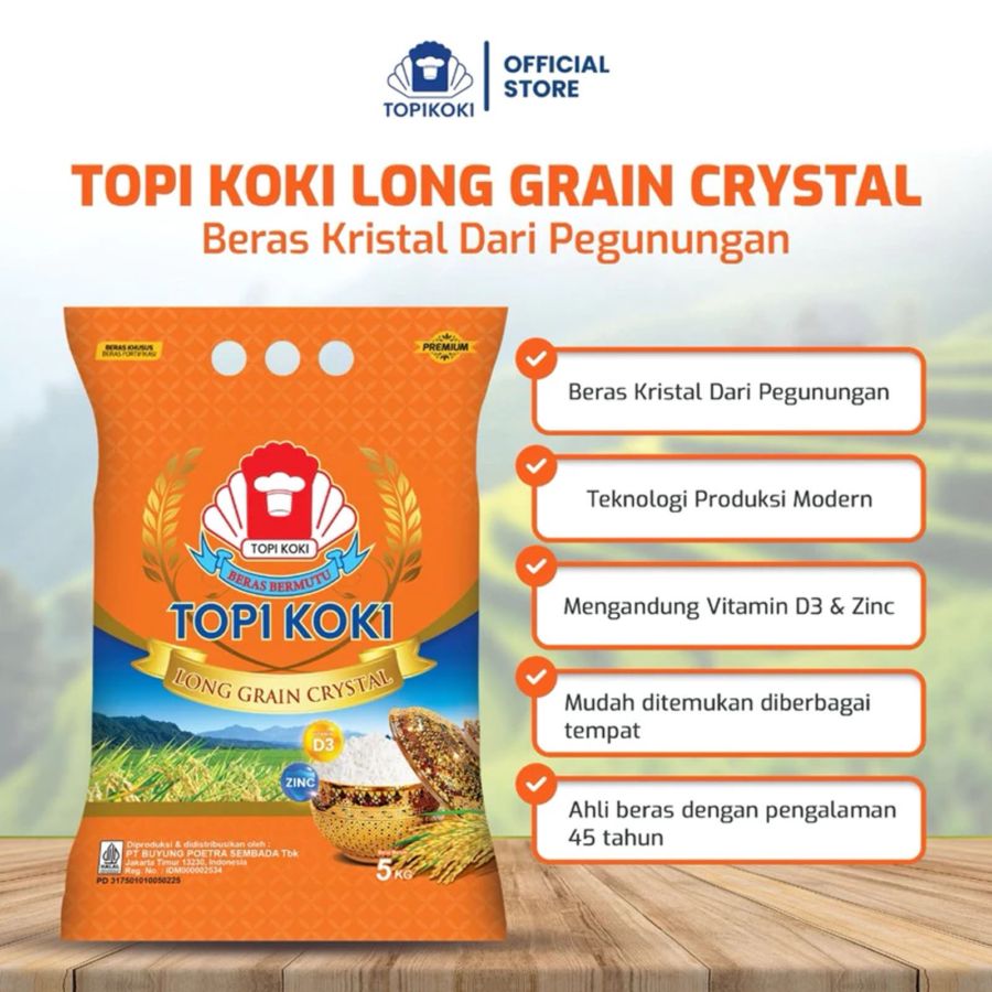 Topi Koki Long Grain Crystal Beras Khusus 5kg