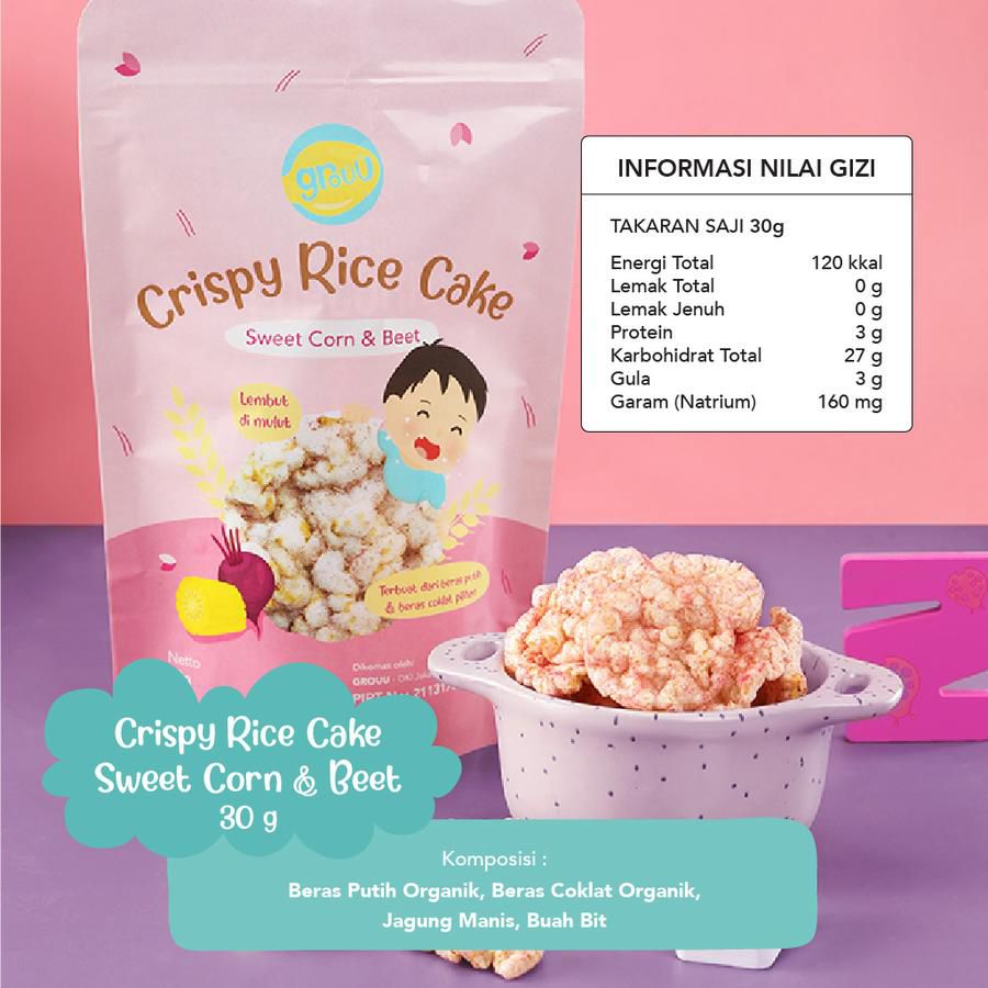 Grouu Crispy Rice Cake Sweet Corn & Beet Snack Bayi 20gram