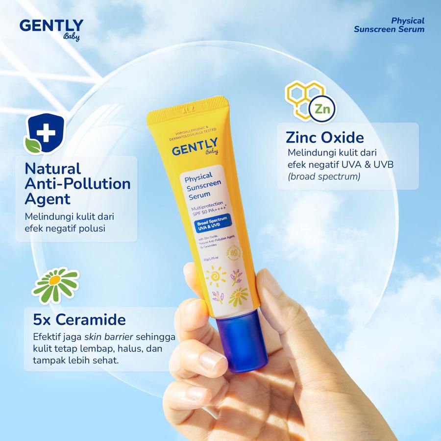 Gently Baby Physical Sunscreen Serum SPF 50 PA ++++ Perawatan Bayi 30ml