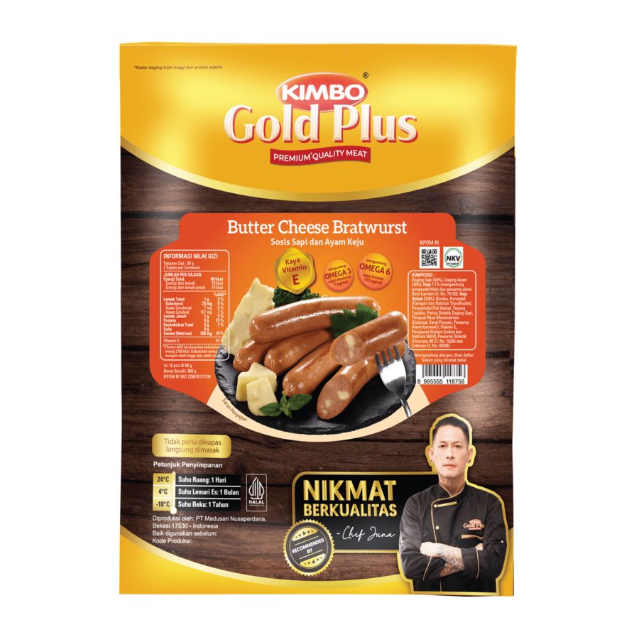 KIMBO Gold Plus Bratwurst Butter Cheese Isi 6 1pcs