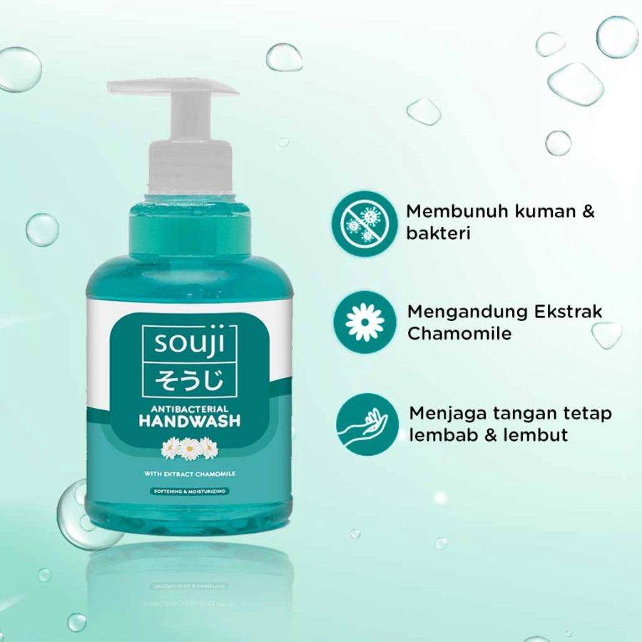 Souji Softening & Moisturizer with Extract Chamomile Antibacterial Handwash Botol 410ml