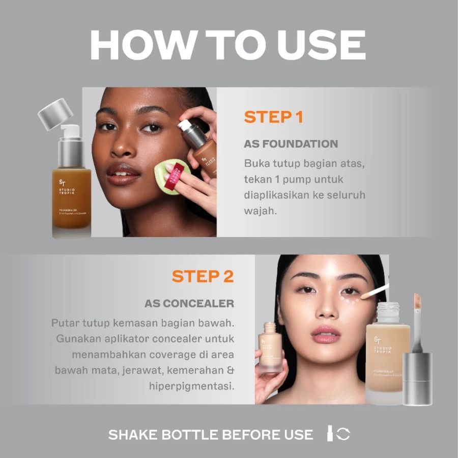 Studio Tropik Foundcealer 2 in 1 N01 Foundation & Concealer 27gram