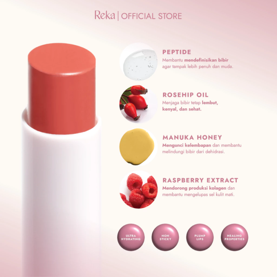 REKA Dew It All Peach Raspberry Sorbet Tinted Lip Balm 1gram