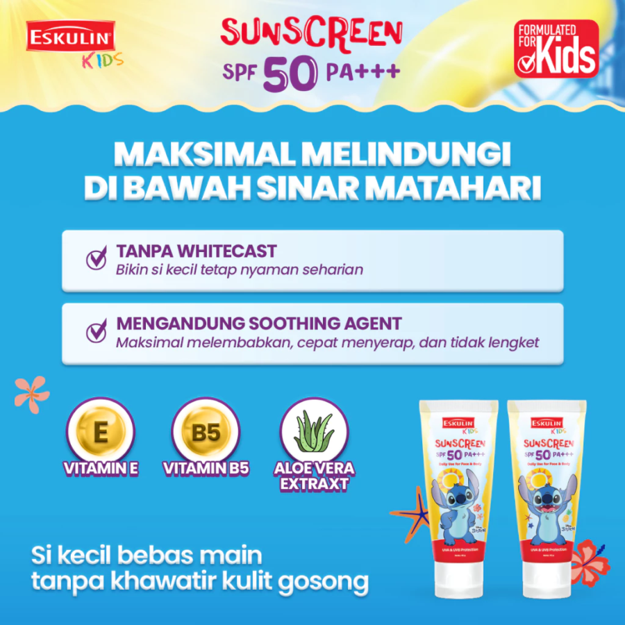 Eskulin Kids Stitch Sunscreen Tube SPF 50 PA+++ 45gram
