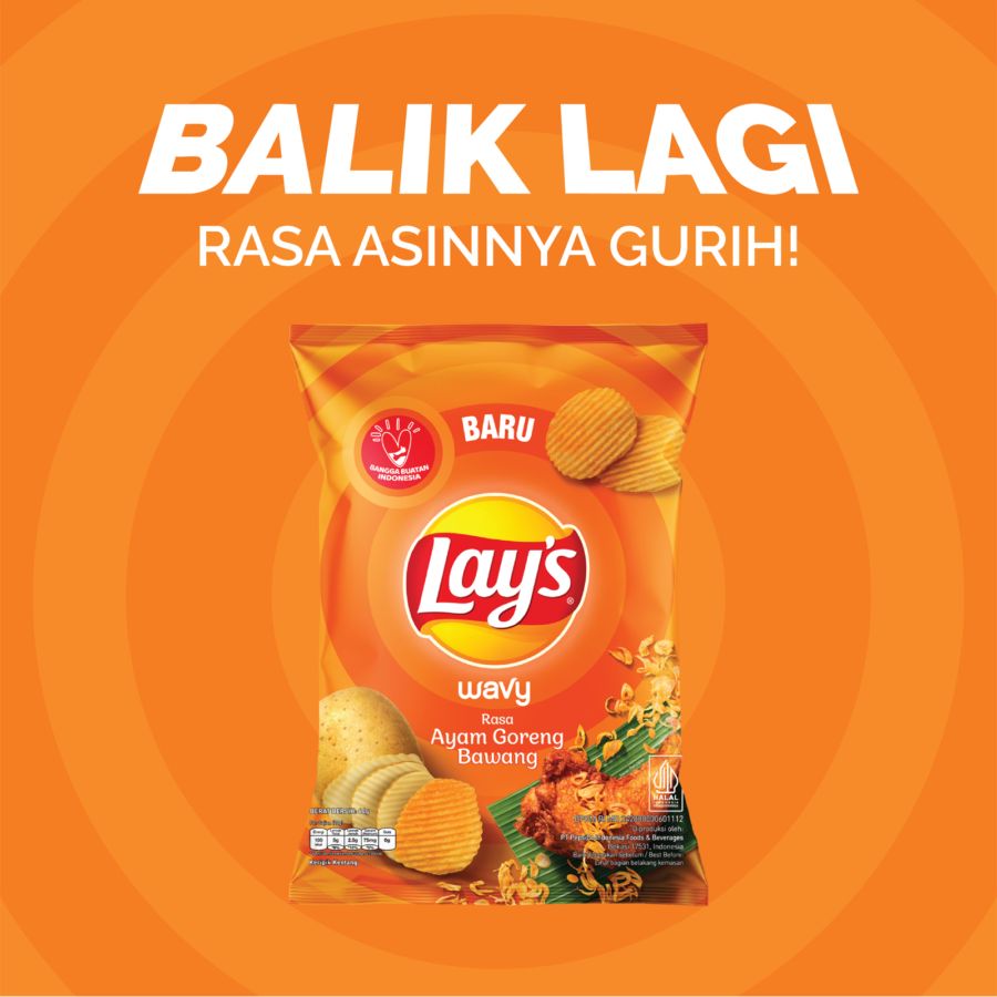 Lay's Wavy Keripik Kentang Snack Rasa Ayam Goreng Bawang 64gram