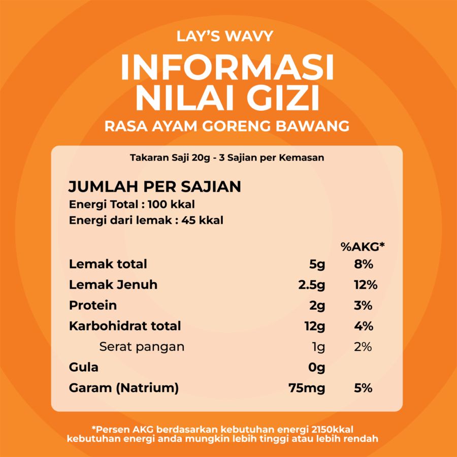 Lay's Wavy Keripik Kentang Snack Rasa Ayam Goreng Bawang 64gram