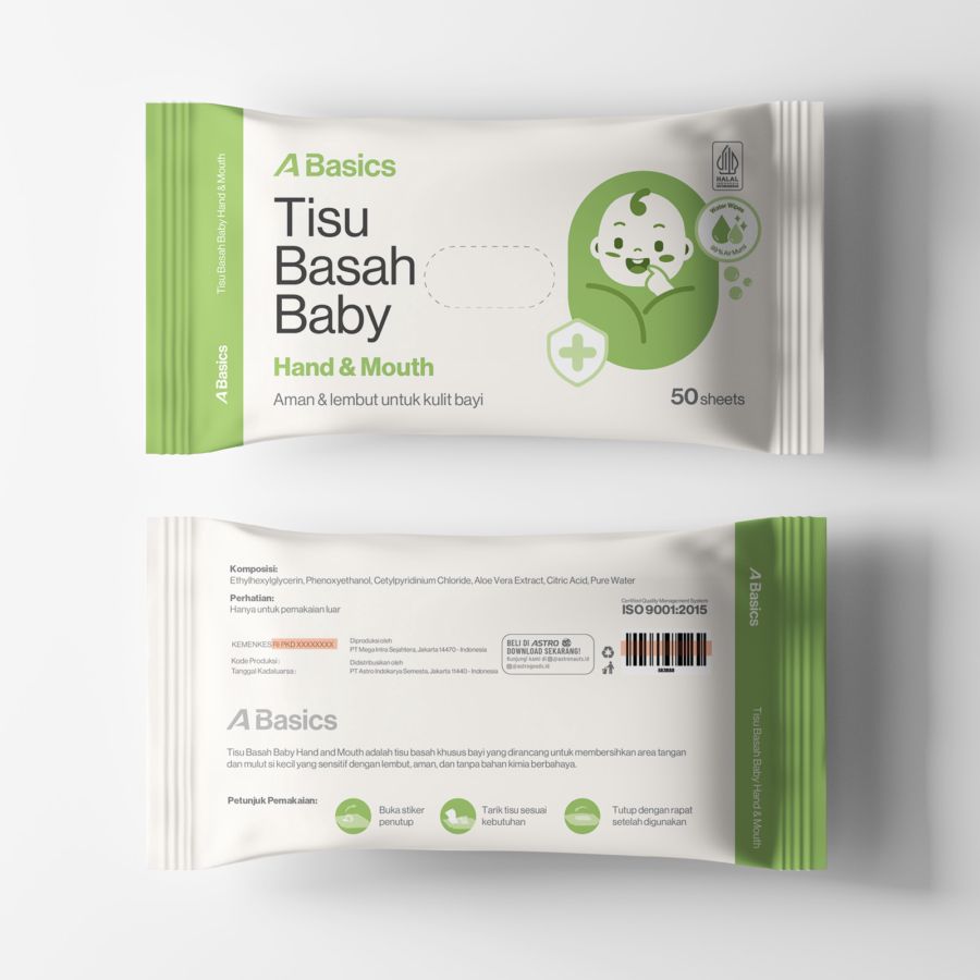 Tisu Basah Baby Hand and Mouth A Basics 50sheets