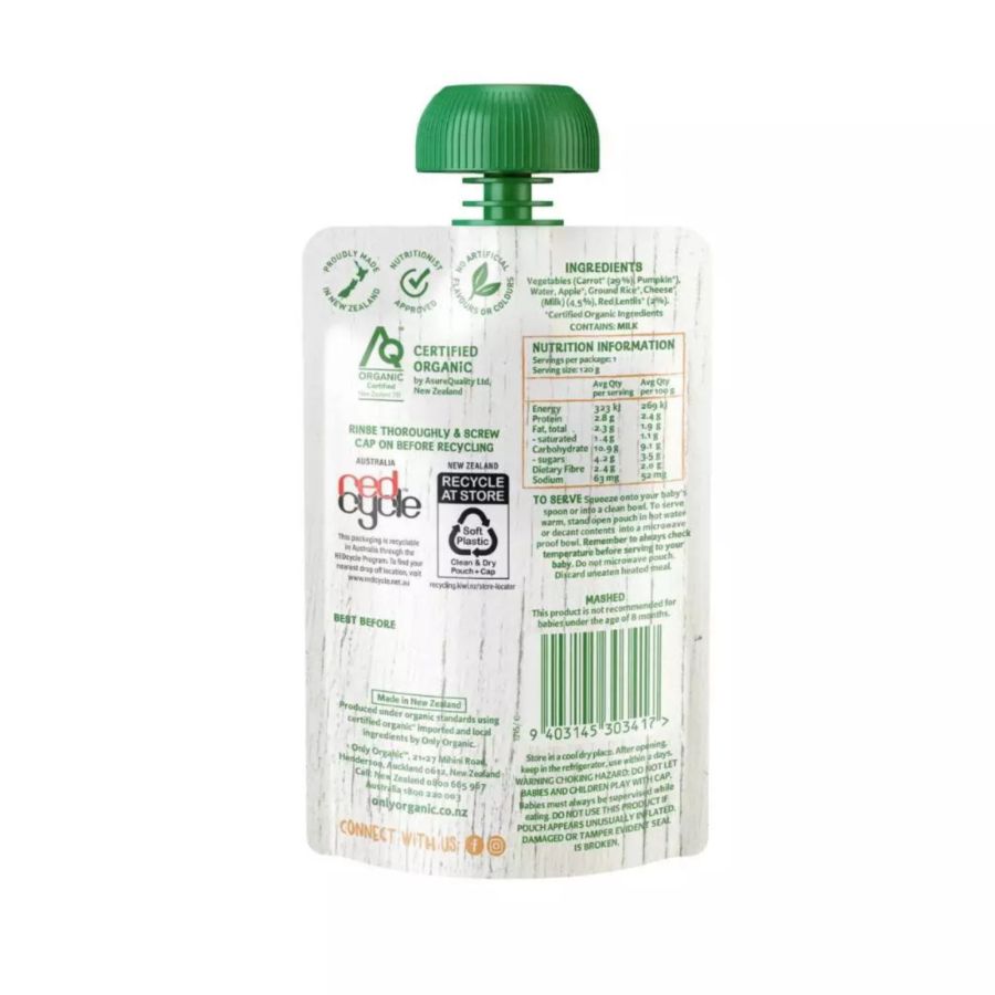 Only Organic Apple, Banana, & Mango 6+ Months Makanan Bayi 120gram