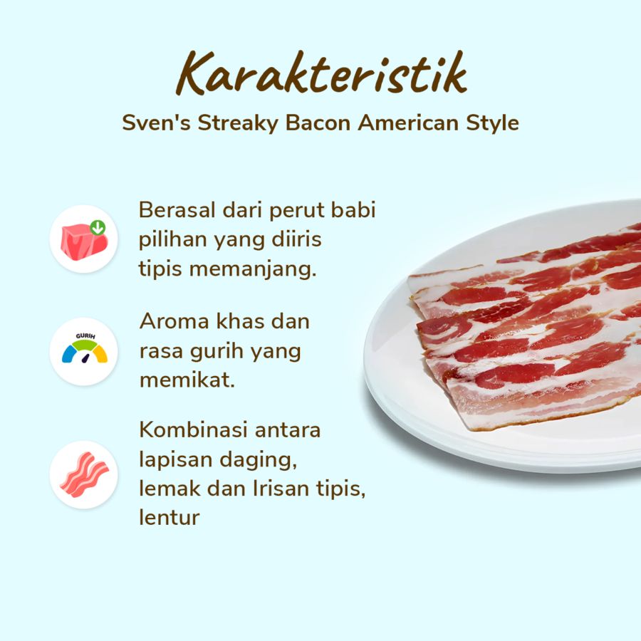 Sven's Streaky Bacon American Style 250gram