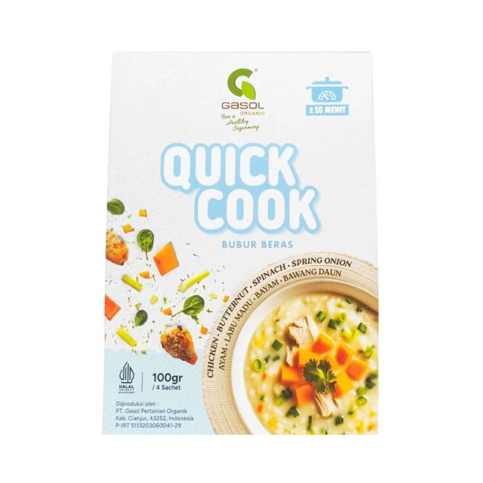 GASOL Organic Quick Cook Bubur Beras Ayam, Labu Madu, Bayam, Bawang Daun MPASI