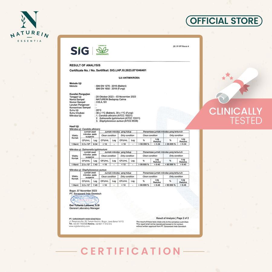 Naturein Bed Spray Anti Bacterial Calma 200ml 1pcs