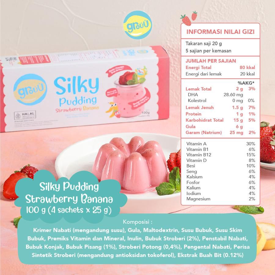 Grouu Silky Pudding Strawberry Banana 100gram