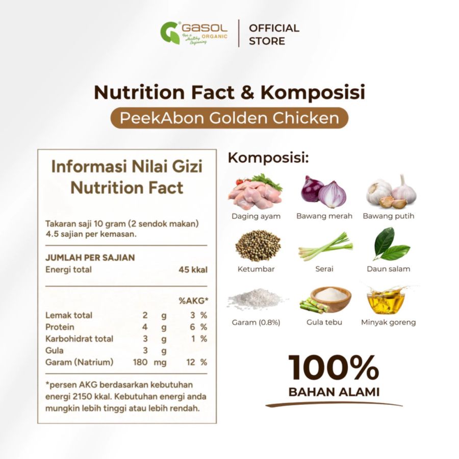 GASOL Organic PeekAbon Golden Chicken MPASI 45gram