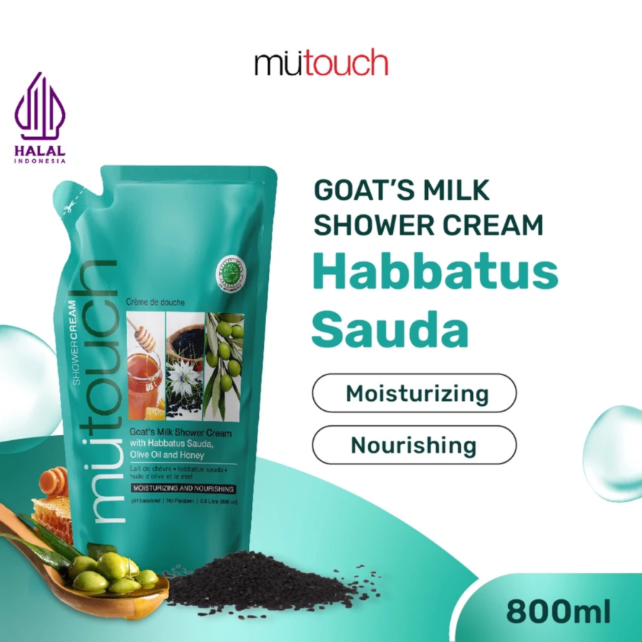Mutouch Goat's Milk, Habbatus Sauda, Olive Oil & Honey Shower Cream Pouch 800ml