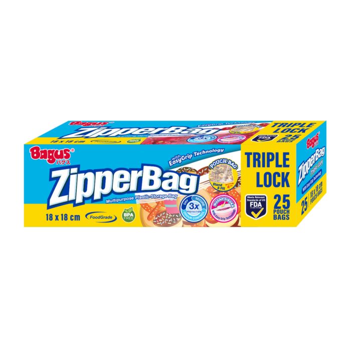 Bagus Zipperbag With Pouch 25's 18cm x 18cm