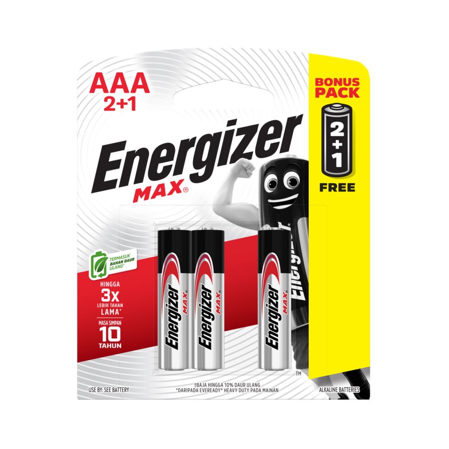 Energizer Baterai Alkaline Max AAA BP2+1 1pcs