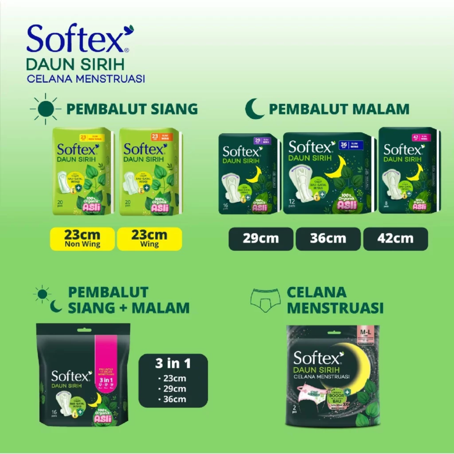 Softex Daun Sirih Size M-L Celana Menstruasi 2pads