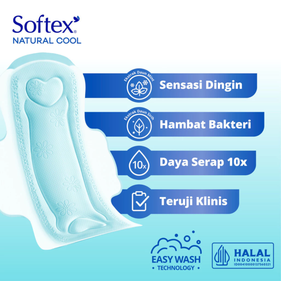 Softex Beary Cool Night Slim Wing 36cm Pembalut Kewanitaan 8pads