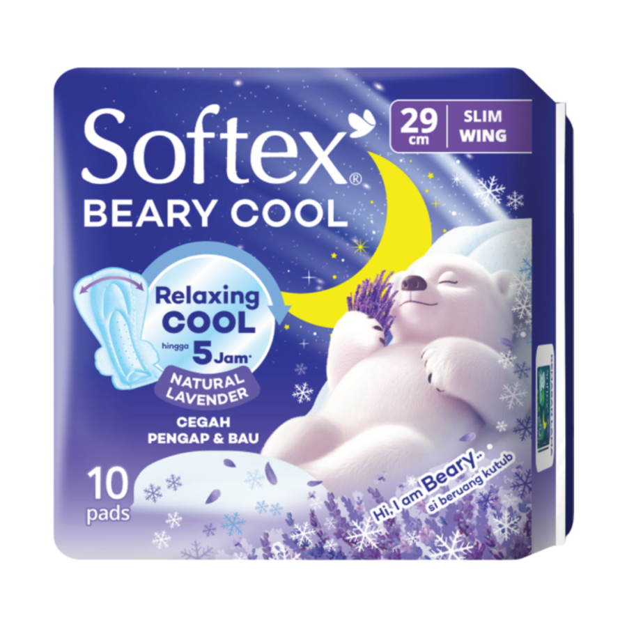 Softex Beary Cool Night Slim Wing 29cm Pembalut Kewanitaan 10pads