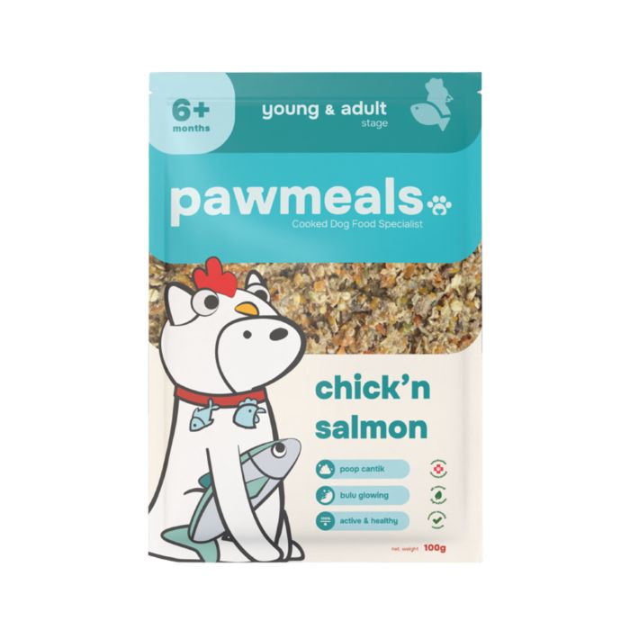 Pawmeals Freshly Cooked Chick n Salmon Young & Adult Makanan Basah Anjing