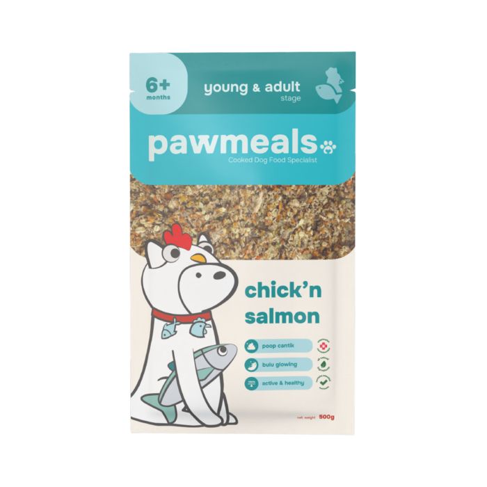 Pawmeals Freshly Cooked Chick'n Salmon Young & Adult Makanan Basah Anjing