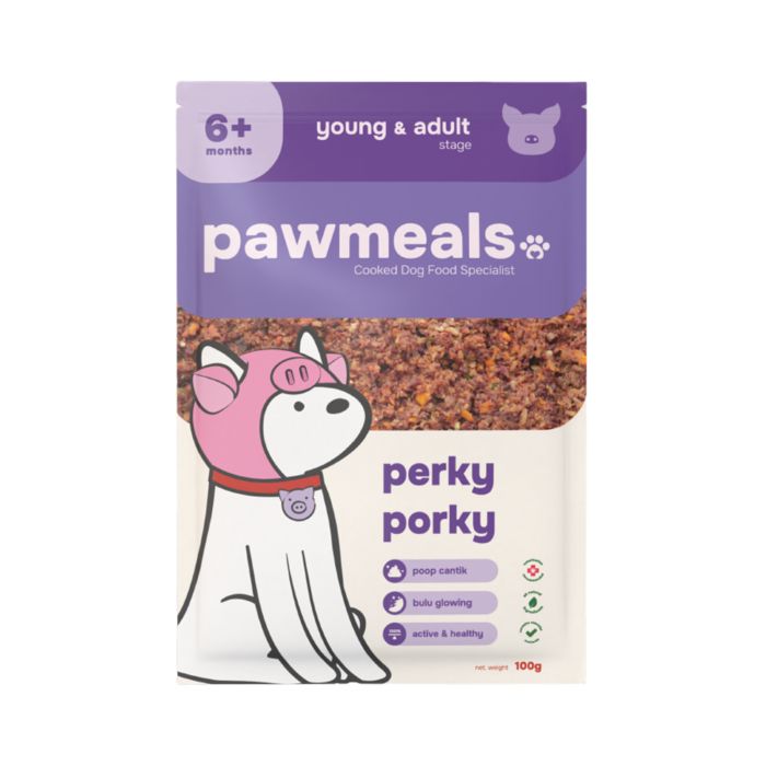 Pawmeals Freshly Cooked Perky Porky Young & Adult Makanan Basah Anjing