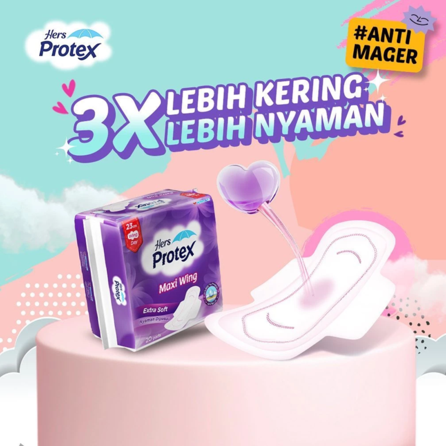 Hers Protex Extra Maxi Extra Soft Day Wing 23cm Pembalut Kewanitaan 20pads