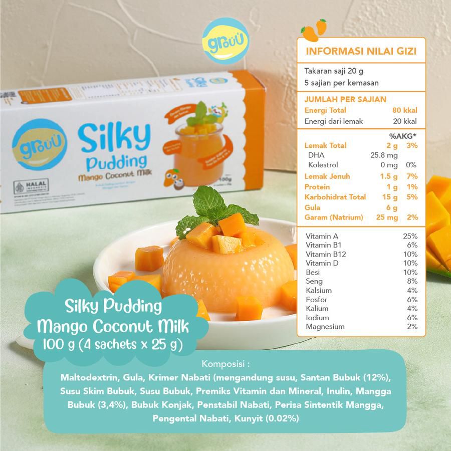 Grouu Silky Pudding Mango Coconut Milk 100gram