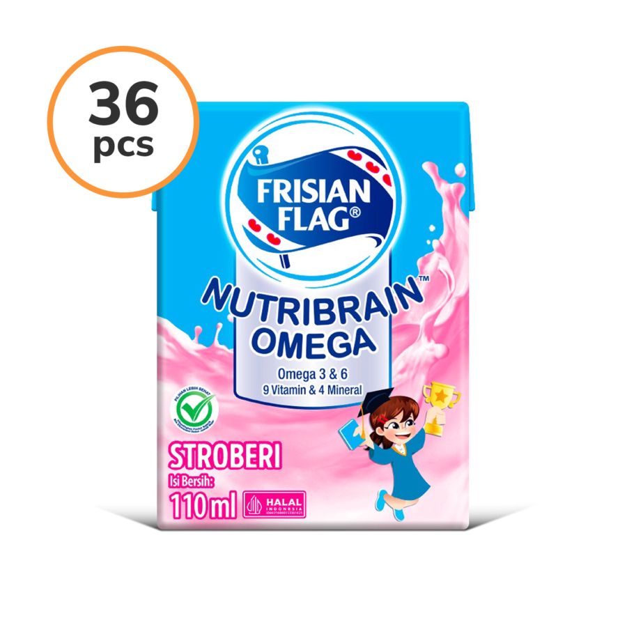 Frisian Flag Nutribrain Strawberry Susu UHT 110ml 36pcs
