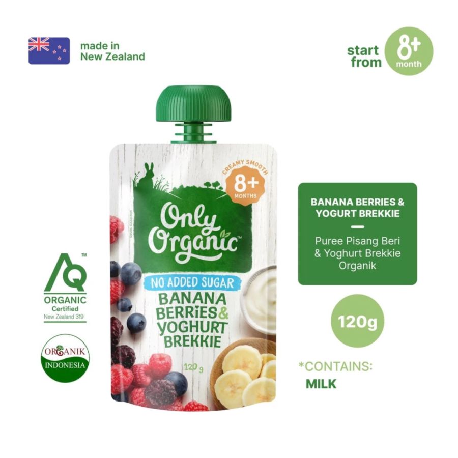 Only Organic Banana, Berries, & Yoghurt Brekkie 8+ Months Makanan Bayi 120gram