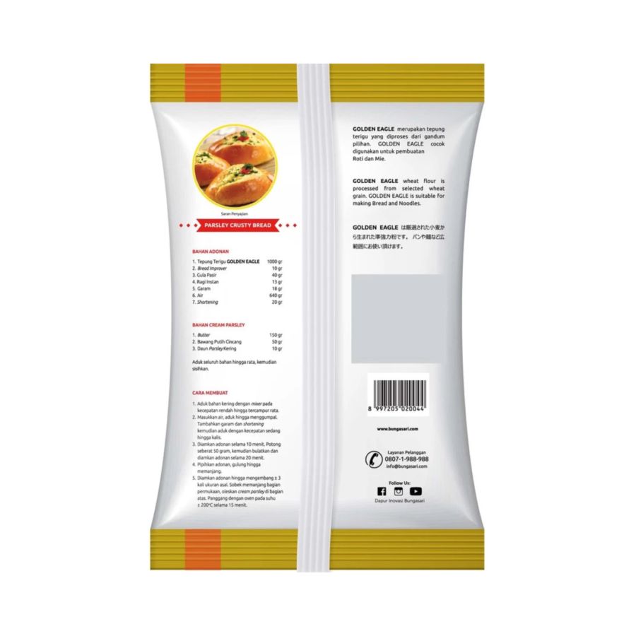 Bungasari Golden Eagle  Tepung Terigu Roti dan Mie Protein Tinggi 1kg