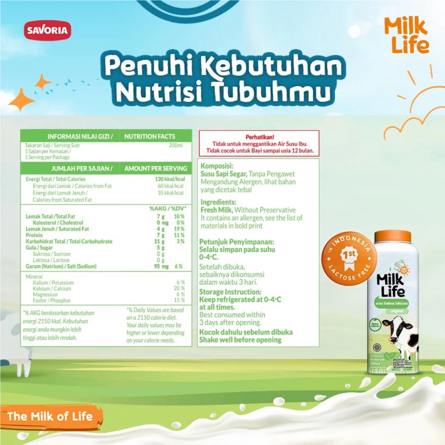 Milk Life Fresh Milk Lactose Free Original 200ml